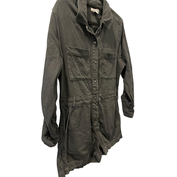 Good American Romper Black Denim Long Sleeve Size 2 Shorts Casual Pockets Snaps - Picture 4 of 7